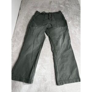 Vintage American Eagle Women Cargo Pants Button Fly Olive Green Wide Leg Size M